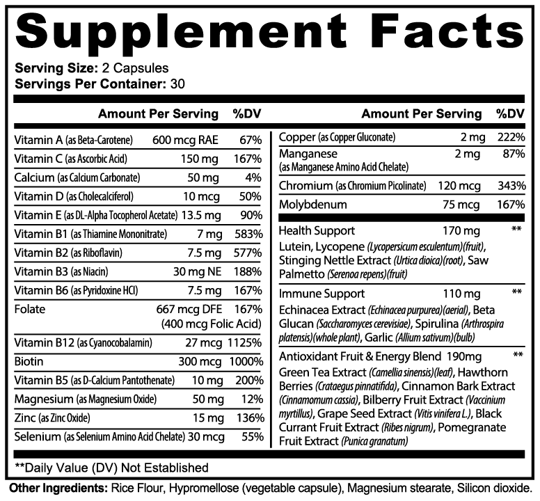 Supplement Facts — Complete Multivitamin