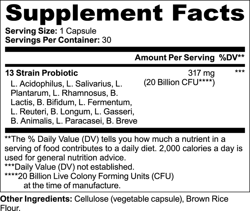 Supplement Facts — Probiotic 20 Billion
