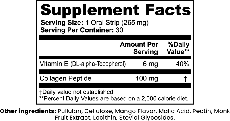 Supplement Facts — ستريو جلو · شرائط تجميل وكولاجين