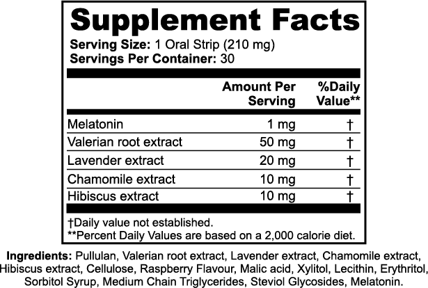 Supplement Facts — Stryō Zen · شرائط النوم